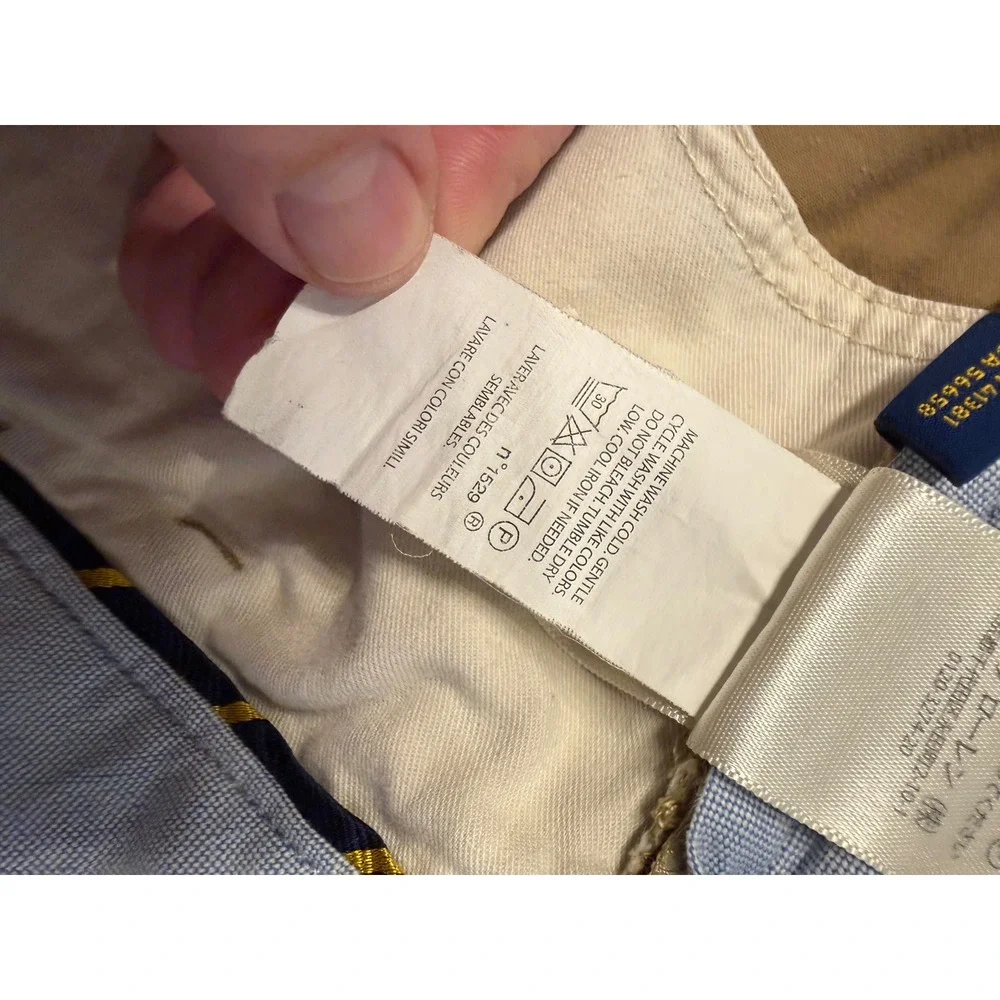 Polo Ralph Lauren Mens Stretch Classic Fit Chino Shorts Tan Khaki Cotton Size 35